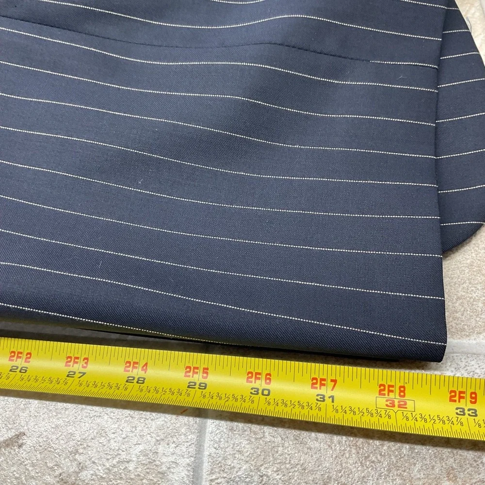 Granger Owings Royal Label Navy Pinstripe Wool Blazer Tailored Suit Jacket 42R
